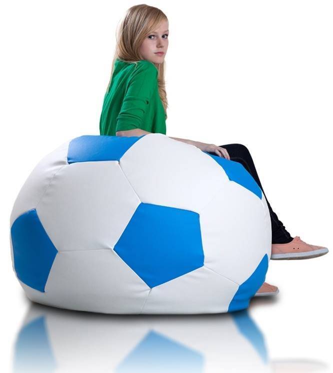 Football Bean Bag Chair_Xl_White & Sky Blue Combined