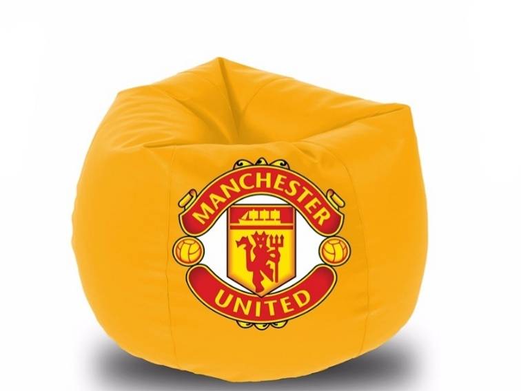 Super Comfortable Lazy Sofa_Xl Pumpkin Shape_Yellow with Meanchaster United Logo