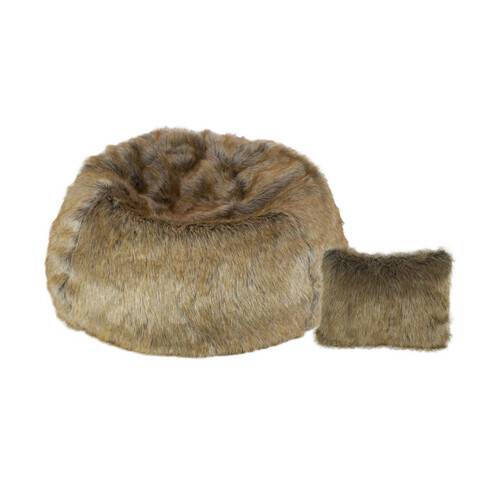 Super Comfortable Faux Fur Bean Bag Chair_Extra Large_Fox Fur with Pillow