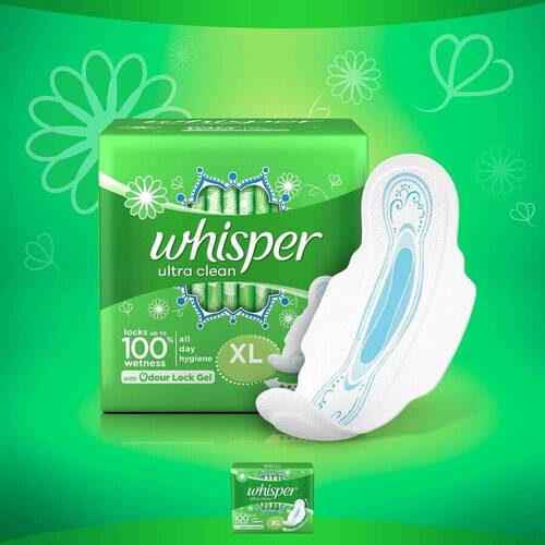 Whisper Ultra Clean 30 Pieces (XL) Sanitary pads for women 30s, 3 image