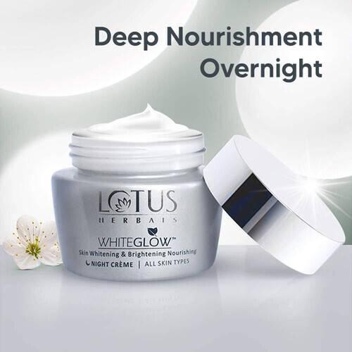 Lotus Herbals White Glow Skin Whitening and Brightening Nourishing Night Crème 60g, 3 image