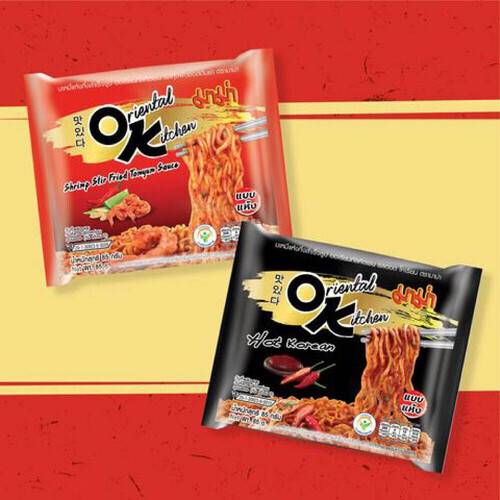 Mama Instant Noodles Oriental Kitchen Hot Korean Flavour Family Pack 4*85gm, 3 image