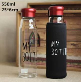 Jazz Style Water Bottle Aluminum Cap with Glass  550ml, 7 image