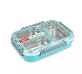 Clastik Tedmei Stainless Steel School Lunch Box for Kids and teenager,Transparent Lid - 1.2 Ltrs 3 Containers Lunch Box (1200 ml), 2 image