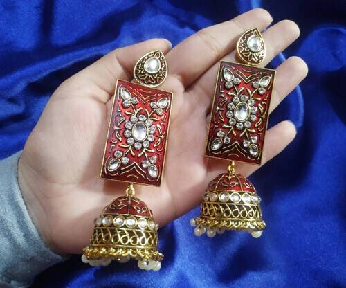 Round Earrings Pearl Golden Jhumka at Rs 300/per pair in Delhi | ID:  22179483555