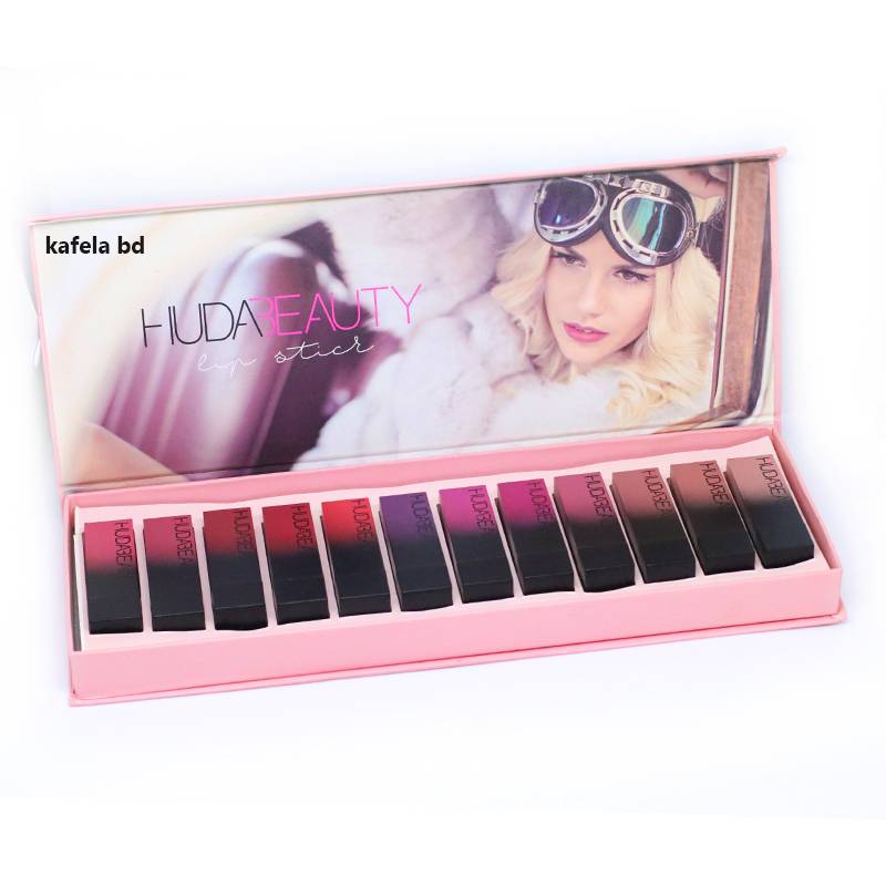 Huda Beauty Matte Lipstick Set Of 12 (Card Box Pack)