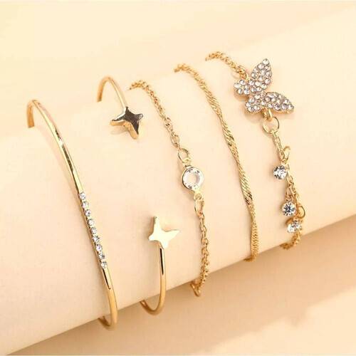 Star Heart Moon Mixed Design Crystal Stone Bracelet For Ladies