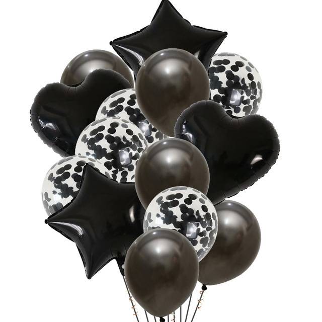 14 Ppcs Foil Balloon Set - Black Color
