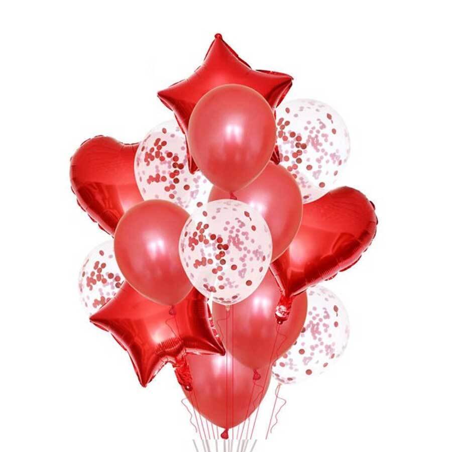 14 Ppcs Foil Balloon Set - Red Color