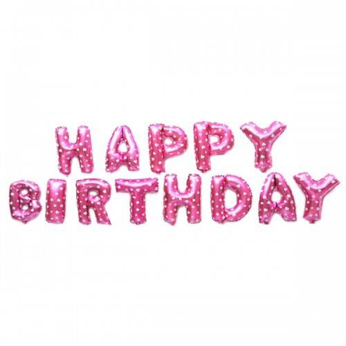 Happy Birthday Foil Banner - 13Pcs Full Set- Pink Color