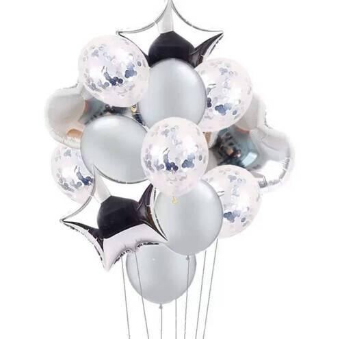 14 Ppcs Foil Balloon Set - Silver Color