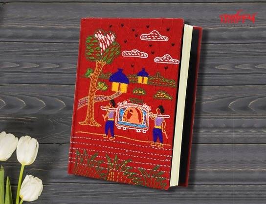 Red Color Palkee Handmade Nakshi Notebook - 8x6