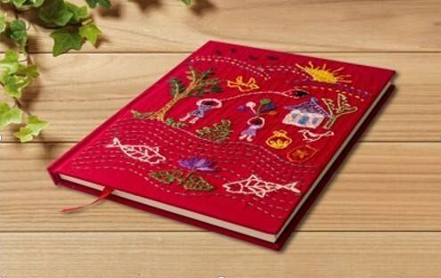 Red Color Shishutosh Handamde Nakshi Notebook- 8x6