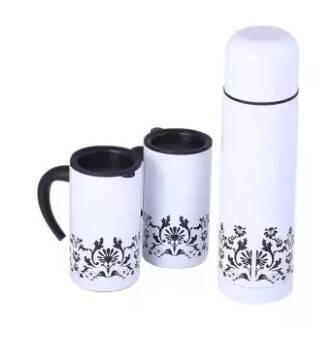 Flask Vacuum with Mug Set - Black and White