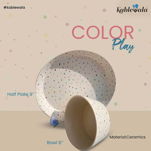 Color Play Ceramics Half Plate 9 inch & Bowl 6 inch Set
