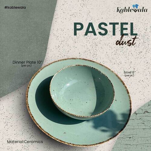 Pastel Dust Ceramics Dinner Plate 10 Inch & Bowl 6 Inch Set