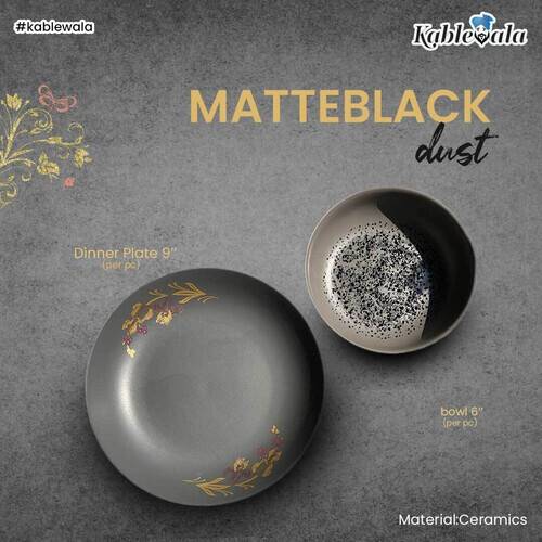 MatteBlack Ceramics Dinner Plate 9 inch & Bowl 6 inch Set