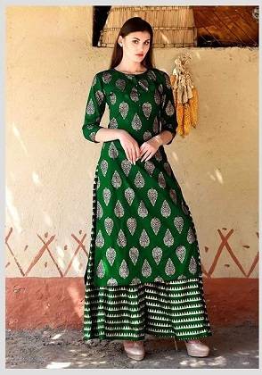 Unstitched silk printed two piece- Green