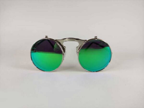 Gothic Steampunk Round Sunglasses-Green