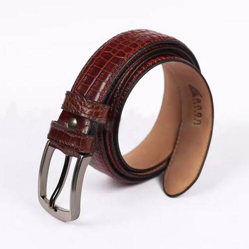 Coco Printed Cow Leather Belt For Men AN-46(Brown)