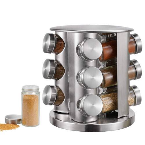 Stainless Steel Revolving Spice Spice Jar (12pcs. Jar Set)
