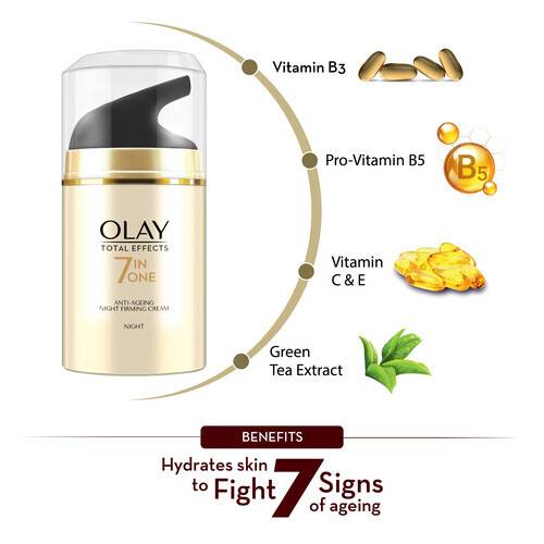 Olay Night Cream: Total Effects 7 in 1 Anti Ageing Night Moisturizer 50g, 4 image