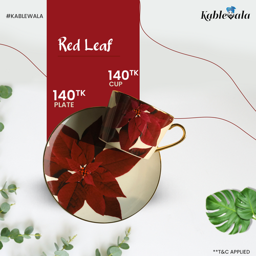Red Leaf Half Plate & Red Leaf Cup