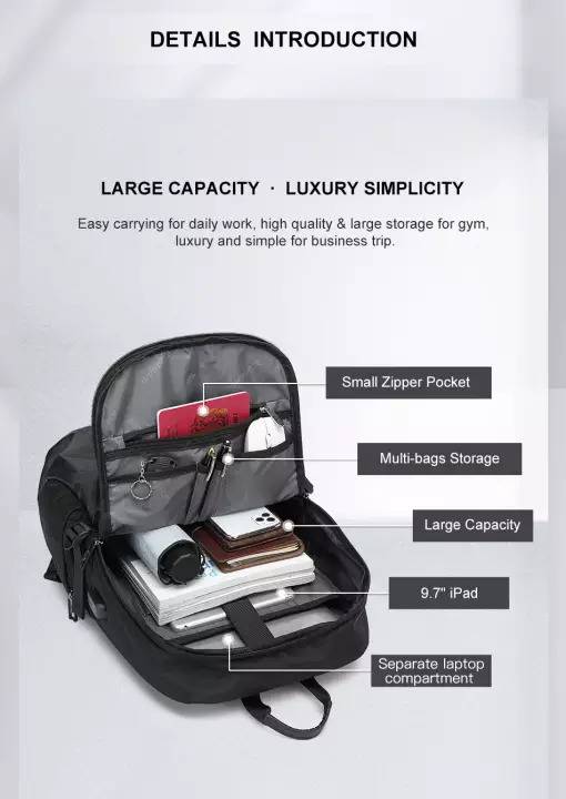 NAVIFORCE B6807 Quality Nylon Waterproof Travel Backpacks Fashion Multifunction Large Capacity and USB (SIZE 19 INCH), 2 image