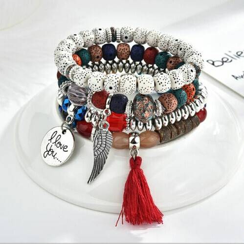4Pcs/sets Women Bracelets Gift for Girl Friend Crystal Bracelets
