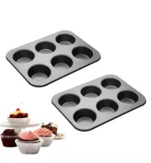 6 Slot Cupcake Mould Tray Bakeware Combo Cake Decoration Tools and Accessories-Black, 2 image