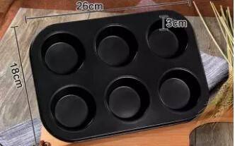 6 Slot Cupcake Mould Tray Bakeware Combo Cake Decoration Tools and Accessories-Black, 5 image