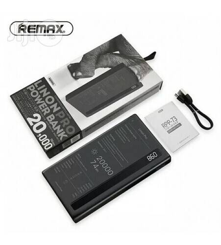Remax 20000 mAh LINON PRO Power Bank With Dual USB Led Light Black-Black