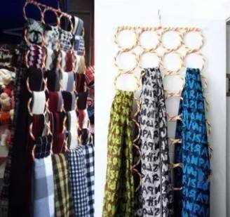28 Ring Round Folding Rope Dupatta Belt Shawl Tie Scarf Hanger- Multicolor