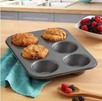 6 Slot Cupcake Mould Tray Bakeware Combo Cake Decoration Tools and Accessories-Black