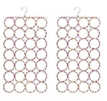 28 Ring Round Folding Rope Dupatta Belt Shawl Tie Scarf Hanger- Multicolor, 2 image