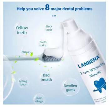 Lanbena Teeth Whitening Mousse Toothpaste - 60ml, 4 image