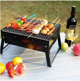 Folding Portable Outdoor Barbeque Charcoal BBQ Grill Carbon Steel (BLACK) Size (17 inch ), 4 image