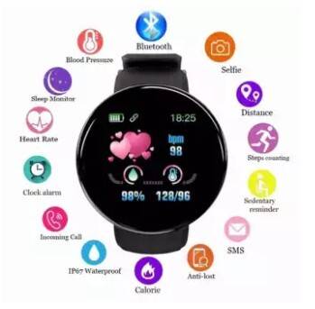 D18 Round Bluetooth Smart Watch Men Women Blood Pressure Heart Rate Monitor Waterproof Sport Fitness Tracker Smartwatch, 2 image