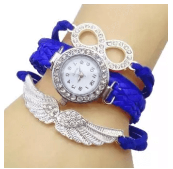 Artificial Leather Analog Watch for Women-Blue.