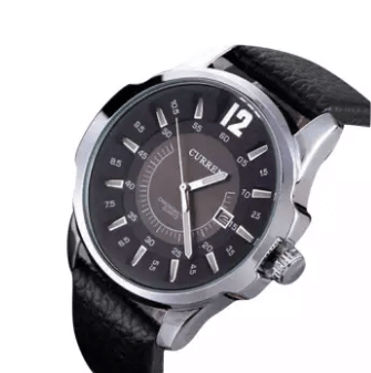 8123SW PU Leather Analog Watch for Men-Black.