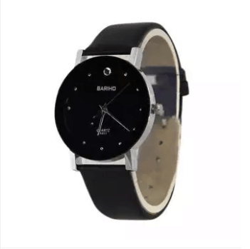 WB01 - Leather Analog Watch For Men - Black.