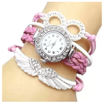 Pink and Silver Ladies Bracelet Watch.