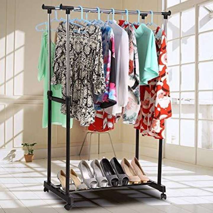 Double Pole Cloth Rack Stainless Steel