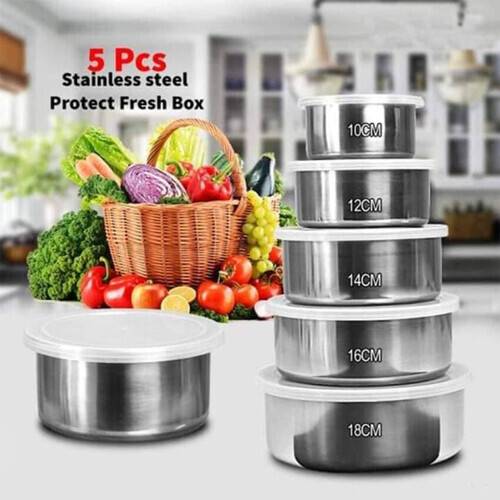 Protect Fresh High Quality Stainless Steel Food Box- 5 Pieces