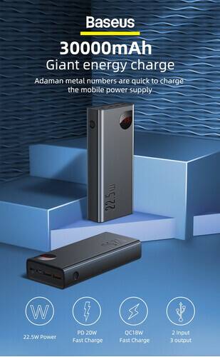 Baseus PPIMDA-C0A Adaman 30000mAh PD Fast Charging Portable 22.5W Digital Display Power Bank