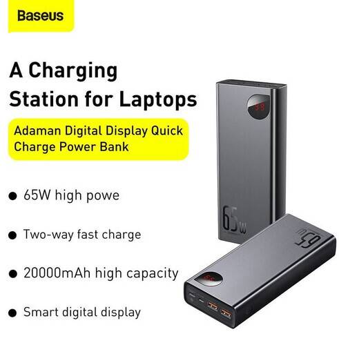 Baseus Adaman Metal Digital Display Quick Charge Power Bank 20000mAh 65W Black, 2 image