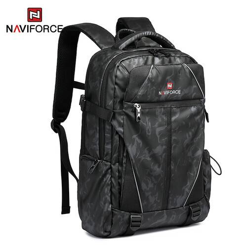 NAVIFORCE B6808 Fashion Casual Men's Backpacks Large Capacity Business Travel USB Charging Bag - CF Gray, 4 image