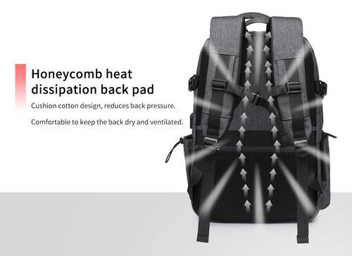 NAVIFORCE B6808 Fashion Casual Men's Backpacks Large Capacity Business Travel USB Charging Bag - CF Gray, 11 image