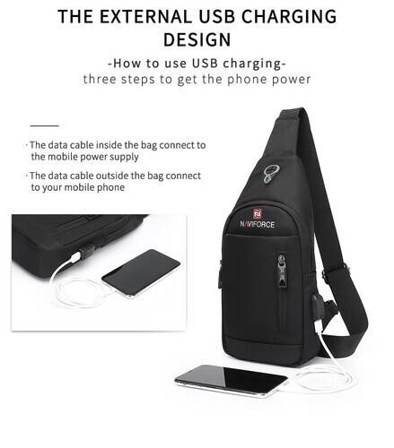 NAVIFORCE NFB6801 Black Waterproof School Bag Bagpack Mens with USB Charging Function Business Laptop Backpack - Black, 9 image
