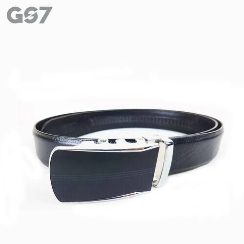 B74. GS7 Men's Luxarious Premium Genuine Leather Auto Lock Buckle Black Belt